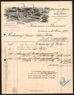 Rechnung Heilbronn 1909, Kraemer & Flammer Mineraloelraffinerie, Fabrik Techn. Oele & Fette, Fabrikgelände-Ansicht  - Otros & Sin Clasificación