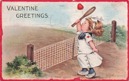 Illustrateur Signé  - TENNIS -Valentine Greetings - 1915  - Sonstige & Ohne Zuordnung