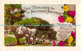 R176726 All Kind Thoughts For My Brothers Birthday. Dear Brother May Each Hour B - World