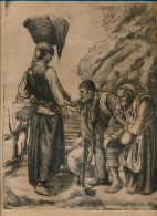 Rare Gravure Originale Signée Et Dédicacée Au Crayon Paul Emile Blanc 1884 ( Mendiants Pauvreté) - Stiche & Gravuren