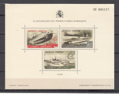 ESPAÑA - 50 ANIVERSARIO DEL PRIMER CORREO SUBMARINO - Blocs & Feuillets