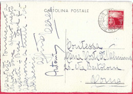 ANNULLO TONDO FRAZIONARIO DC " SICIGNANO STAZIONE*5.10.46*/( 57-215)" SU CARTOLINA POSTALE PER ROMA - 1946-60: Marcophilia