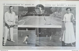 1913 LES CHAMPIONNATS DU MONDE DE TENNIS - WILDING - Mlle RIECK - LA VIE AU GRAND AIR - 1900 - 1949