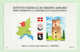 Erinnofili, Ist.Fed. Credito Agrario Piemonte Liguria Valle D'Aosta,foglietto,stemmi,Torre Castello Tortona,con Custodia - Erinnophilie