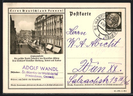 AK Litzmannstadt, Strassenpartie Im Zentrum, Strassenbahn, Ganzsache Lernt Deutschland Kennen  - Postkarten