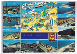 CARTE GEOGRAPHIQUE De La NORMANDIE En 10 Vues + Blasons - Artaud Frères N° 103 - Landkarten