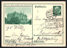 AK Stettin, Rathaus, Ganzsache Lernt Deutschland Kennen  - Postcards