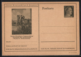 AK Beuthen /Oberschlesien, Bergmannsdenkmal, Ganzsache Lernt Deutschland Kennen  - Cartes Postales