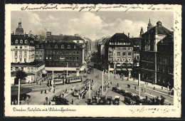 AK Dresden, Postplatz Mit Wilsdrufferstrasse, Strassenbahn  - Dresden