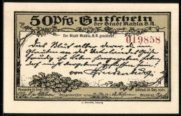 Notgeld Kahla /S. A. 1921, 50 Pfennig, Wappen, Leuchtenburg Von Oben, Eichenlaub  - [11] Local Banknote Issues