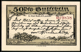 Notgeld Kahla /S. A. 1921, 50 Pfennig, Wappen, Leuchtenburg Von Oben, Eichenlaub  - [11] Emissions Locales