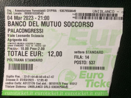 Banco Del Mutuo Soccorso Biglietto Ticket Palacongressi Agrigento 2023 - Tickets - Entradas