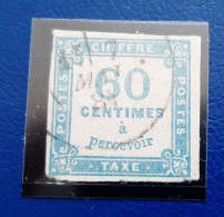 1871 - 1878 / TYPE TAXES / N° 9  60 C . BLEU / OBLITERE / COTE 150€00 / 10% / 15€00 - 1859-1959 Used