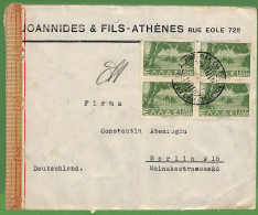 Ad0976 - GREECE - Postal History - HIGH Franking CENSORED COVER To GERMANY 1944  500,000 Drakma - Briefe U. Dokumente