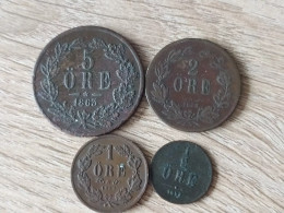 Sweden Set Of 4 Coins 5+2+1+1/2 öre 1957-1963 - Suède