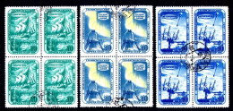 RUSSIE / URSS 1958 - Année Géophysique Internationale , Série Complète En Blocs De 4 Oblitérés - Gebraucht