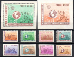 2378.1962  SOCCER FOOTBALL WORLD CUP CHILE PERF. & IMPERF MNH SETS AND BF - Albanie