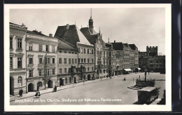 AK Braunau Am Inn, Stadtplatz Mit Rathaus Und Fischbrunnen  - Sonstige & Ohne Zuordnung