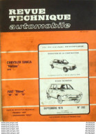 Revue Technique Automobile Chrysler Simca Horizon Fiat Ritmo   N°392 - Auto/Moto