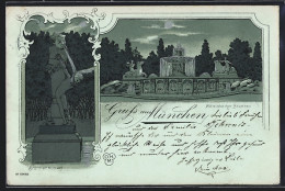 Mondschein-Lithographie München, Wittelsbacher Brunnen, Brunnenbuberl  - Muenchen