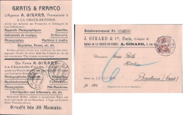 Carte Remboursement, Publicité J. Girard Paris, Agence De La Chaux-de-Fonds - Baulmes (15.9.1909) - Werbepostkarten