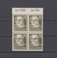 DDR 1952 VIERERBLOCK  Mich.Nr.334zXI ** Geprüft  Schönherr VP - Unused Stamps