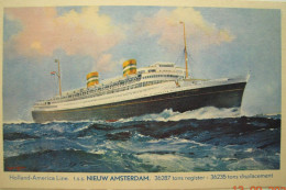 CPA Circa Années 1920 Ocean Liner NIEUW AMSTERDAM (1905-1932) Carte Holland America Line BEL ÉTAT - Paquebots