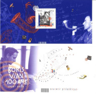 BLOC SOUVENIR  165 - Centenaire De La Naissance De Boris Vian - Feuillet De 2 Timbres Dans  Carton - Souvenir Blokken