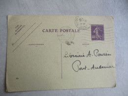 REPIQUAGE LOUIS CIANI LIBRAIRE NUMANISTE ENTIER POSTAL CARTE POSTALE 40 S SEMEUSE - Overprinter Postcards (before 1995)