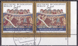 (Berlin 1988) Mi. Nr. 829 O/used Waagrechtes Paar Eckrand Formnummer 1 (BER1-1) - Oblitérés