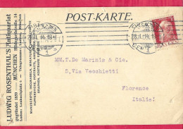 BAVIERA - POSTKARTE DA "MUNCHEN *28.1.14* / 1 " PER FIRENZE - Lettres & Documents