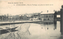 CPA Essonne > Athis Mons - Crue De Janvier 1910 - Rue Du Treillage Vue Prise Du Chemin De Fer - Athis Mons