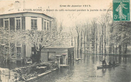 CPA Essonne > Athis Mons - Crue De Janvier 1910 - Aspect Du Café Restaurant Pendant La Journée Du 26 Janvier - Athis Mons