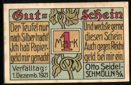 Notgeld Schmölln /S.-A., 1 Mark, Der Teufel Mit Der Markmünze  - [11] Local Banknote Issues