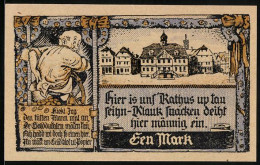 Notgeld Grabow I. Meckl., 1 Mark, Mann Mit Golddukaten, Rathaus  - [11] Local Banknote Issues