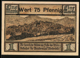 Notgeld Geisa 1921, 1 Mark überstempelt 75 Pfennig, Gesamtansicht Auf Einem Hügel  - [11] Local Banknote Issues