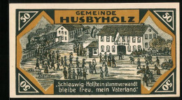 Notgeld Husbyholz 1921, 50 Pfennig, Abstimmung Im Gasthaus, Bismarckdenkmal  - [11] Local Banknote Issues
