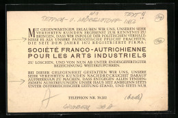 Vertreterkarte Wien, Societe Franco-Autrichienne Pour Les Arts Industriels, Blick In Den Saal  - Unclassified