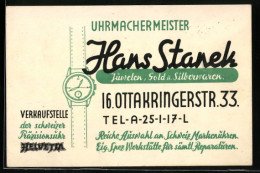 Vertreterkarte Wien, Uhrmachermeister Hans Tanek, Ottakringerstr. 33  - Ohne Zuordnung