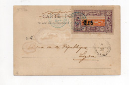 !!! COTE DES SOMALIS, N°23a SEUL SUR CPA DE DJIBOUTI DE 1902 POUR LYON, CACHET MARITIME - Covers & Documents