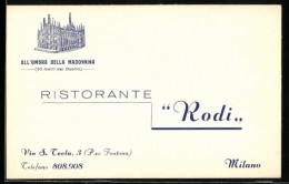 Vertreterkarte Milano, Ristorante Rodi Via S. Tecla 3  - Unclassified