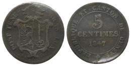 Genf 5 Centimes 1847 , Gebogen  /2381 - Cantonal Coins