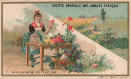 Chromo Société Générale Des Cirages Français Marchande De Fleurs - Other & Unclassified