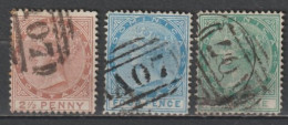 DOMINICA - 1877 - YVERT N°6/8 OBLITERES - FILIGRANE CC - COTE = 72.5 EUR - Dominique (...-1978)