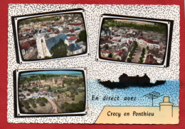 CPSM  1966 Crécy - En - Ponthieu  (80)  " En Direct Avec ..." 3 Vues  Télévision LAPIE - Crecy En Ponthieu