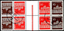 Berlin Poste Obl Yv:259b-257 Brandenburgertor Berlin (Beau Cachet Rond) Paire - Gebraucht