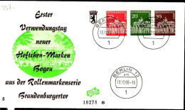 Berlin Poste Obl Yv:257-8-9 Brandenburgertor Berlin (TB Cachet à Date) Fdc Berlin 13-12-66 - 1948-1970