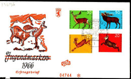 Berlin Poste Obl Yv:253/256 Pour La Jeunesse Gibier à Poils (TB Cachet à Date) Fdc Berlin 2-4-66 - 1948-1970