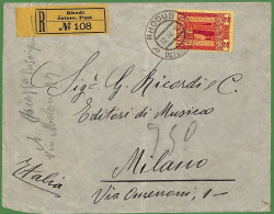 Ad0985 - AUSTRIA Levant - Postal History - Registered COVER FRONT From RHODUS - Vlastos # 10 - Other & Unclassified