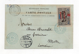 !!! COTE DES SOMALIS, CPA DE DJIBOUTI DE 1902 POUR METZ, CACHET MARITIME - Lettres & Documents